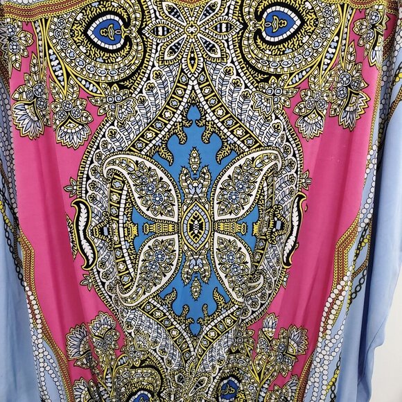 Isabella Rodriguez Woman's‎ Blue Multi Kaleidoscope Chain Poncho Plus Size 2X - Picture 2 of 8